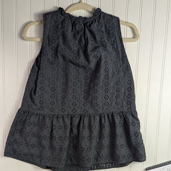 Loft Cotton  Black Eyelet Halter top with Peplum M - Picture 3 of 9